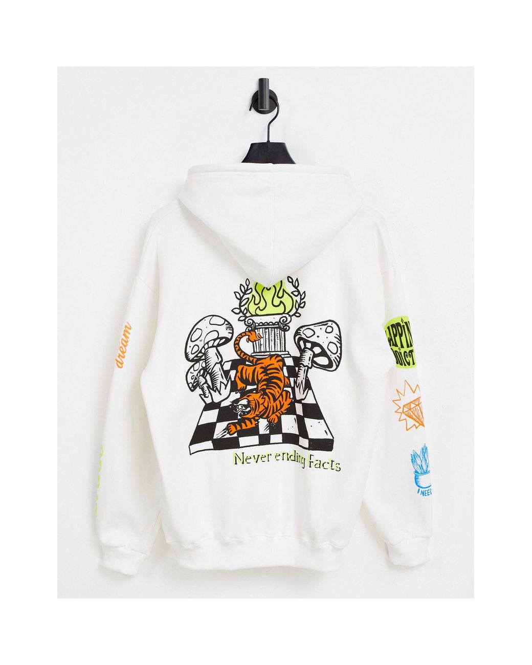 Sudadera blanca con capucha y estampado