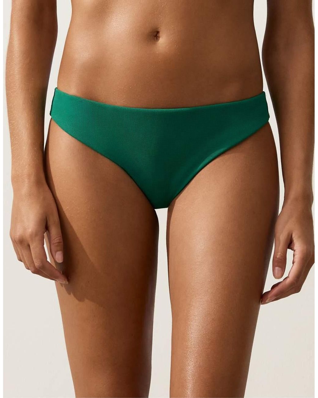 Oysho Green Piqué Classic Bikini Briefs