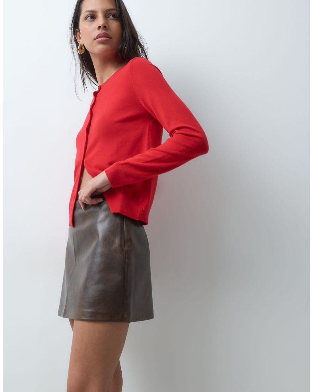 Abercrombie & Fitch Red Scarlett High Rise Faux Leather Mini Skirt