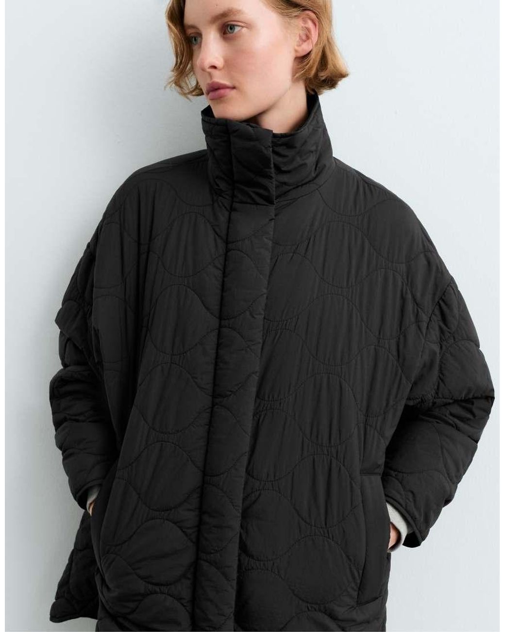 Oysho Black Fellex Aerogel Waterrepellent Padded Midi Jacket