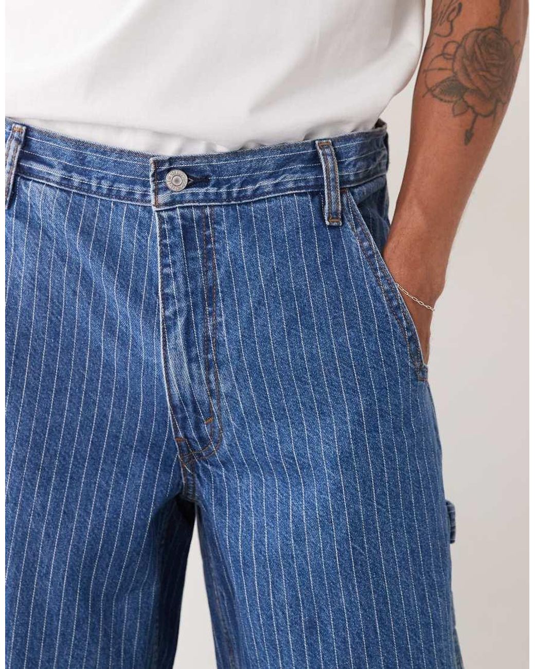 Levi's Blue Extra baggy Utility Striped Denim Jeans for men