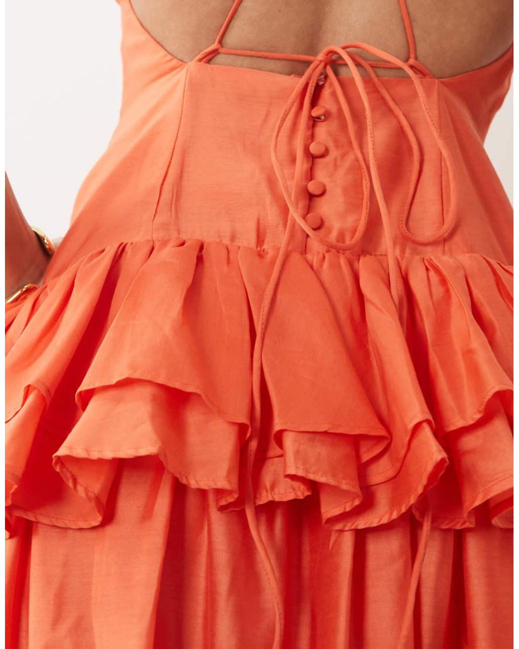 ASOS Red Pinny Double Layer Maxi Dress With Ruffle Detail