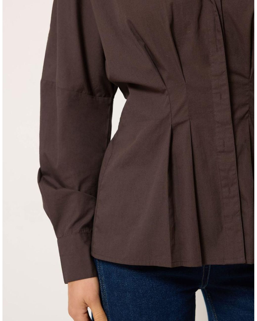 Long Tall Sally Brown Pleated Shirt