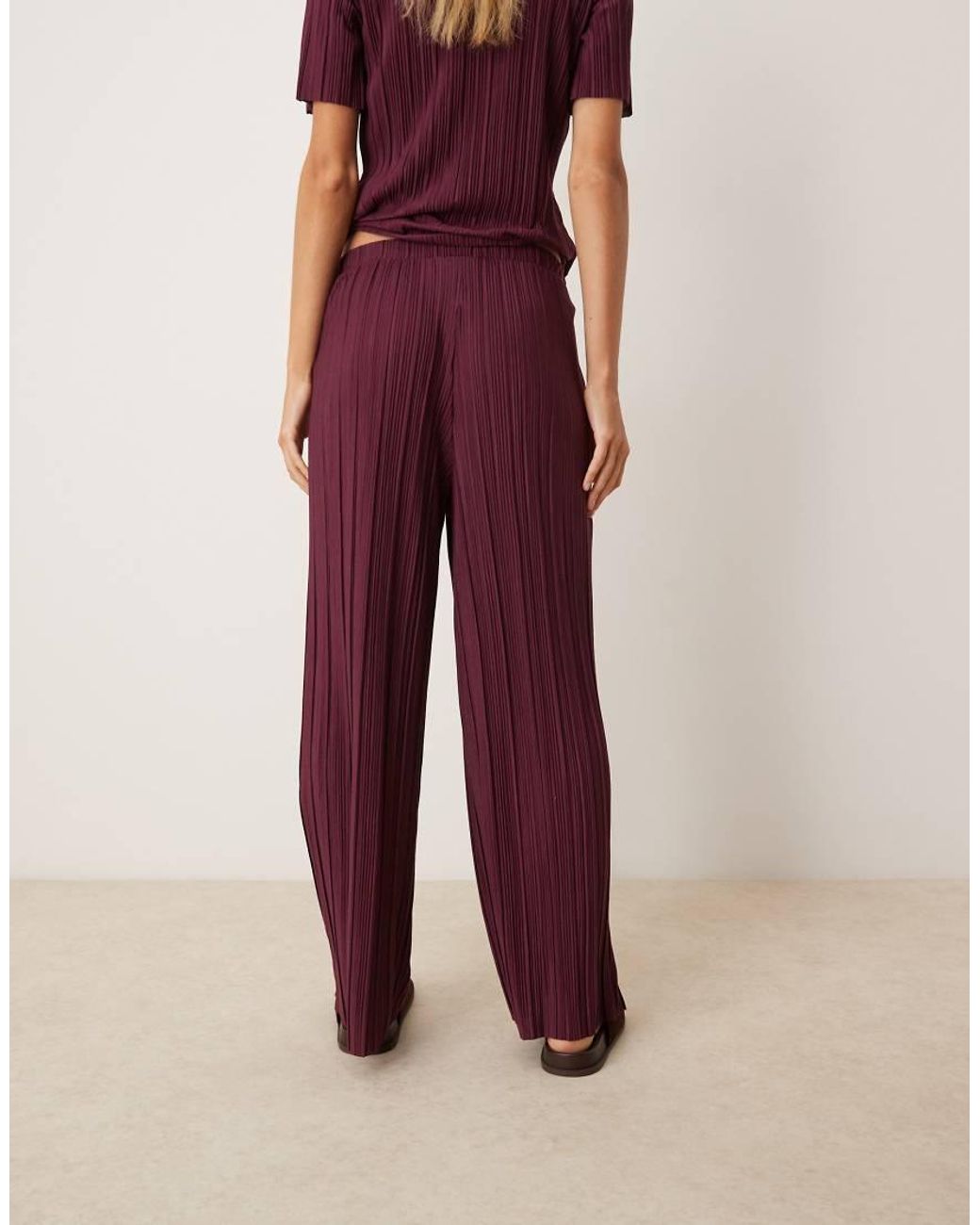 Vila Red Wide Leg Plisse Trouser Co-Ord