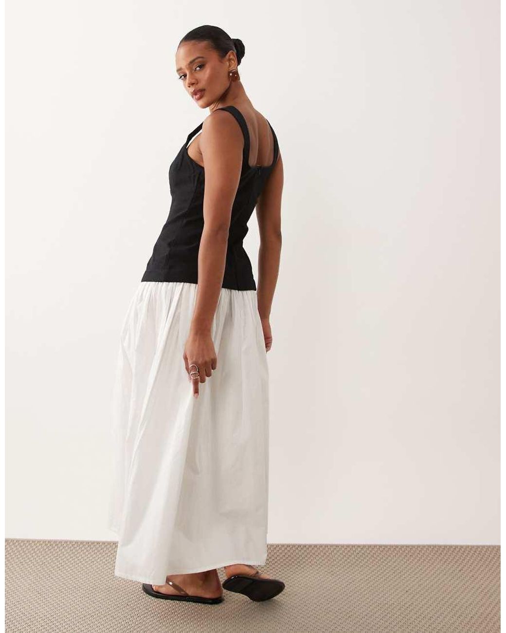 ASOS White Hybrid Maxi Dress With Black Contrast Bodice