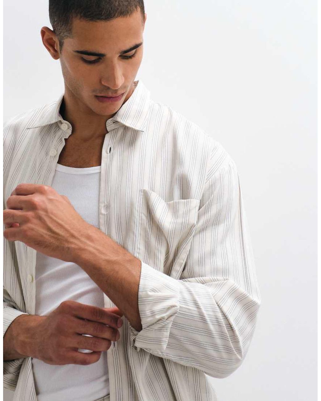 SELECTED White Poplin Long Sleeve Shirt for men