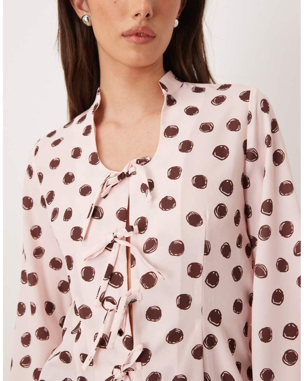 Sister Jane Natural Scoop Neck Bow Detail Blouse