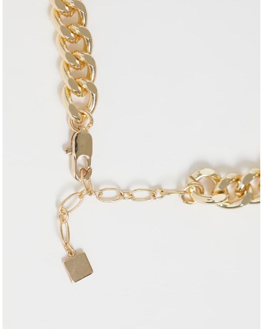 ASOS Metallic Chain T-Bar Necklace With Mixed Chain Detail
