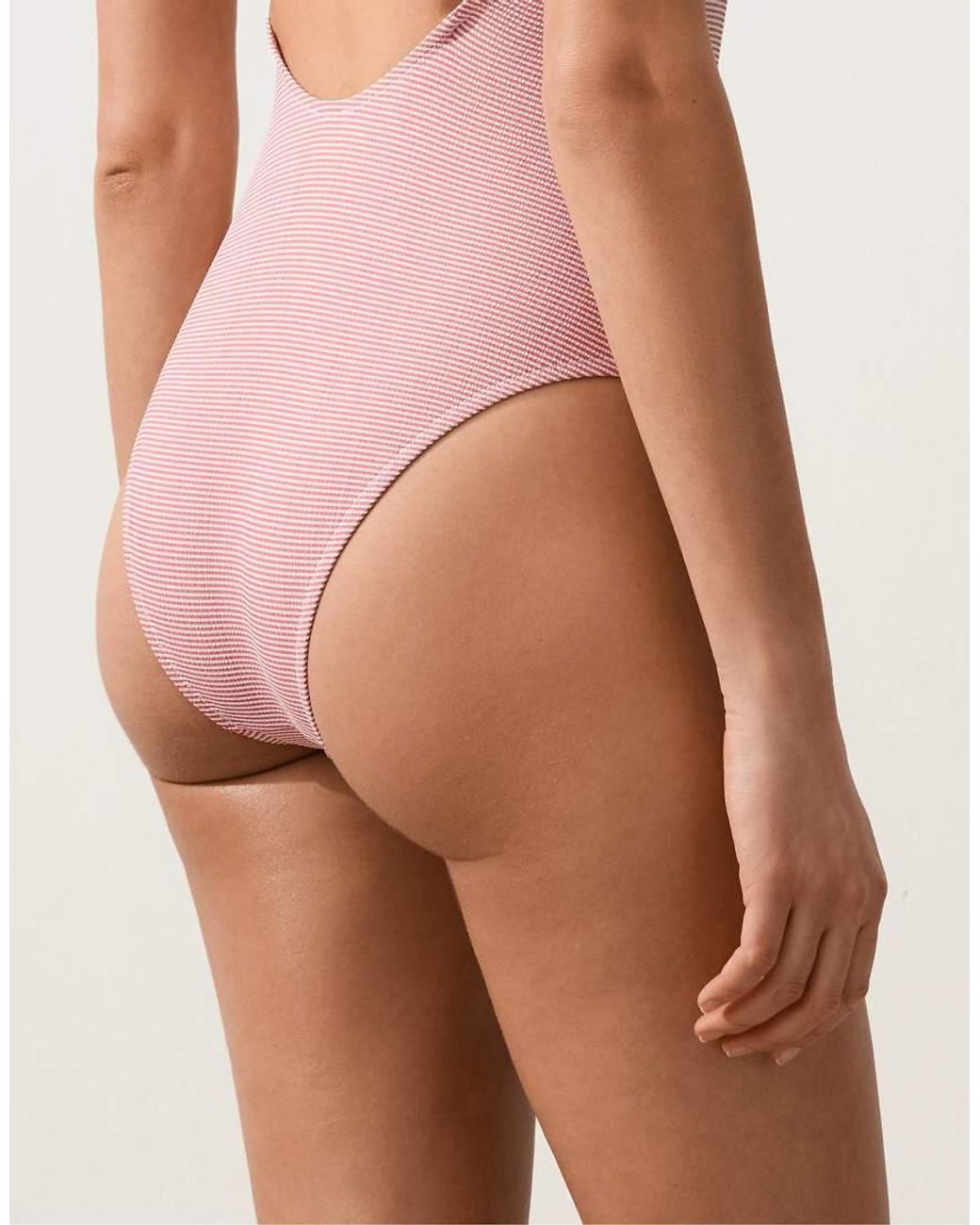 Oysho Pink Stripe Triangle Swimsuit