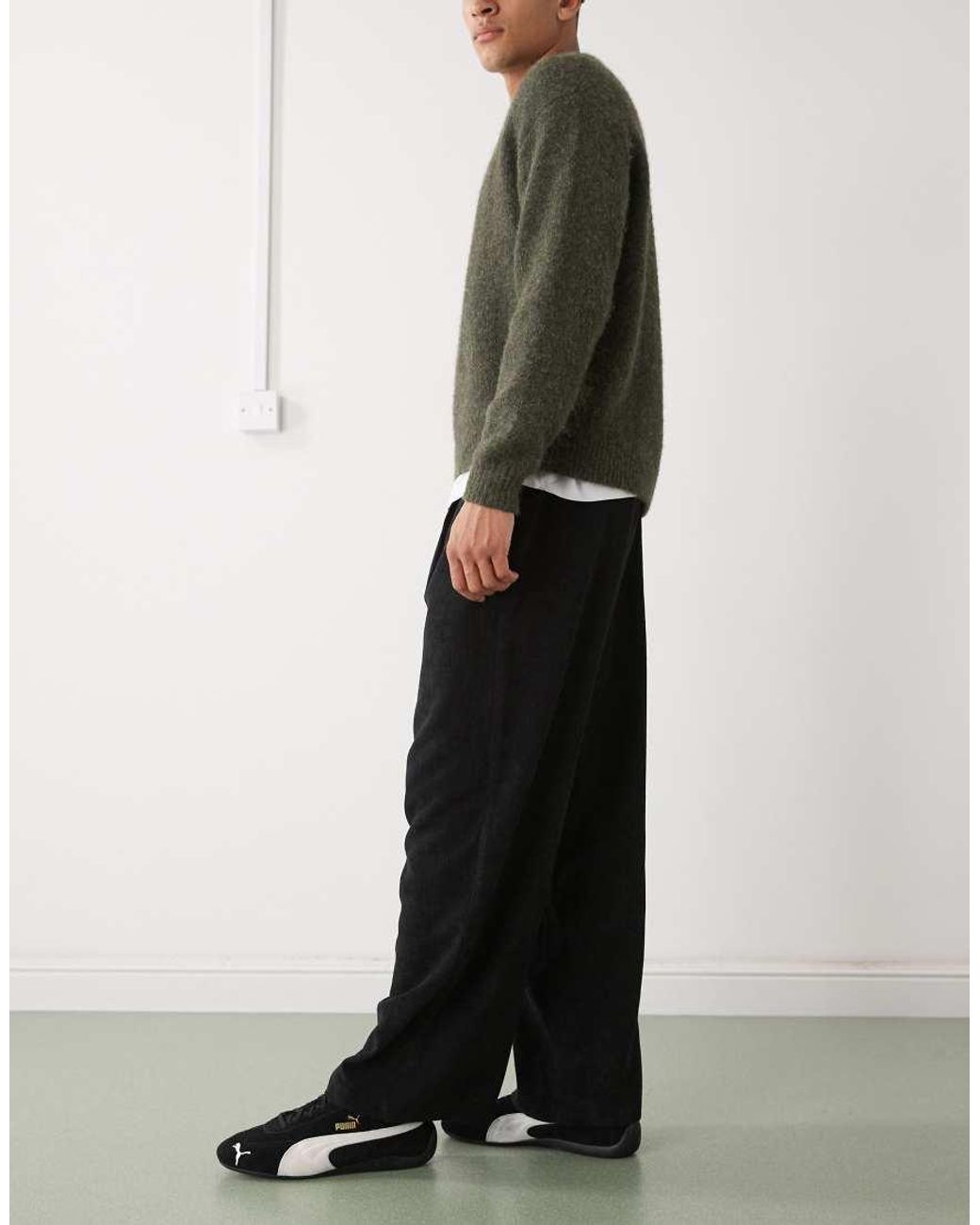 Reclaimed Vintage Black Corduroy baggy Pants for men