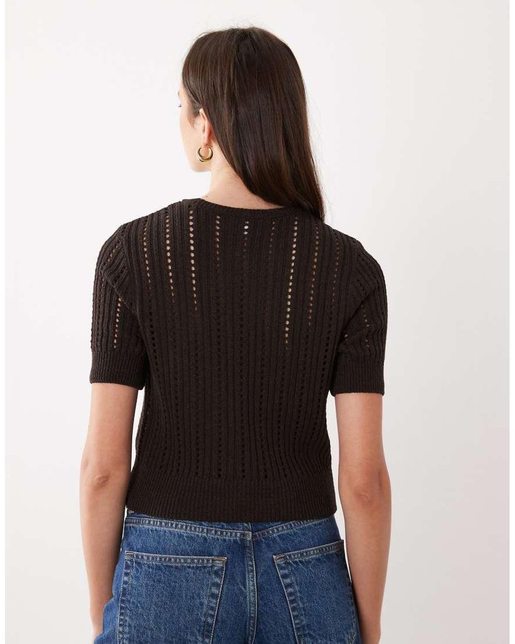 ASOS Blue Knitted Short Sleeve Top