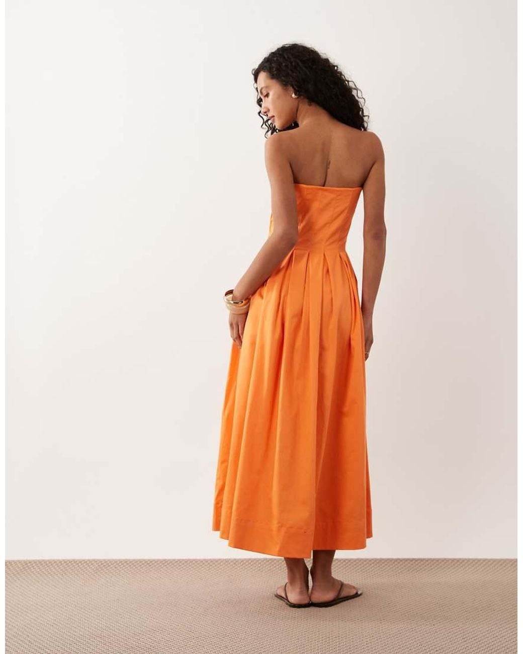 ASOS Orange Bandeau Maxi Sundress With Full Skirt