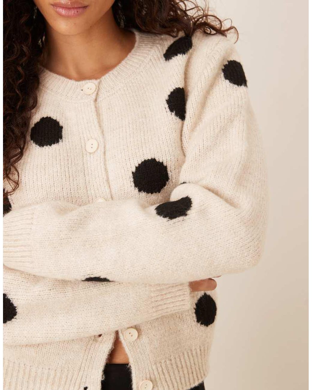 ASOS Natural Knitted Cardigan With Wool