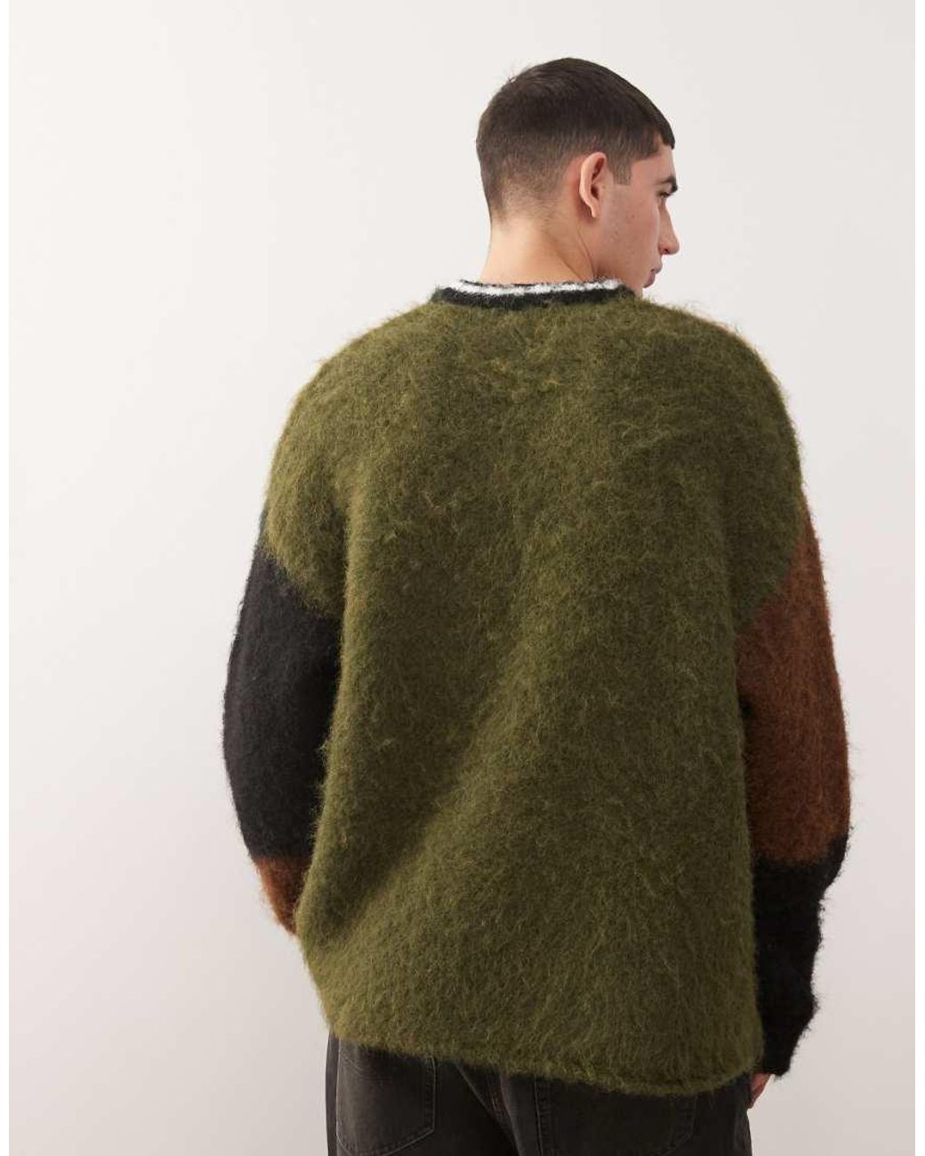 The Ragged Priest Black Mix Panel Jumper for men