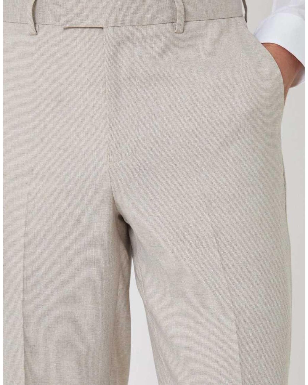 Threadbare Natural Tailored Fit Lightweight Suit Trousers for men