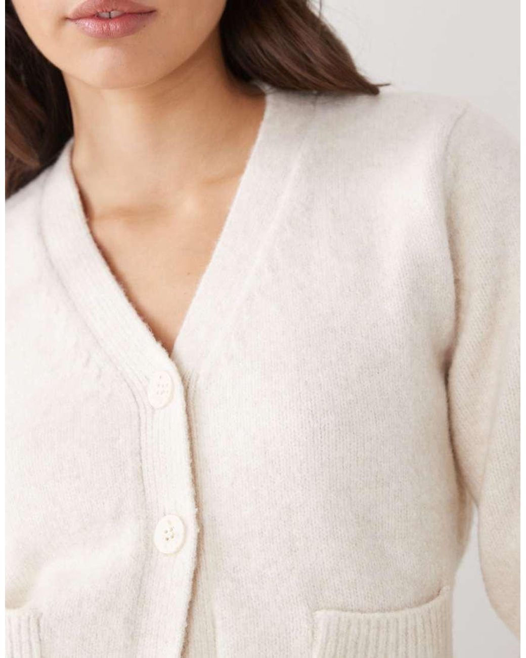 Monki Natural Compact Knitted Cardigan With Pockets