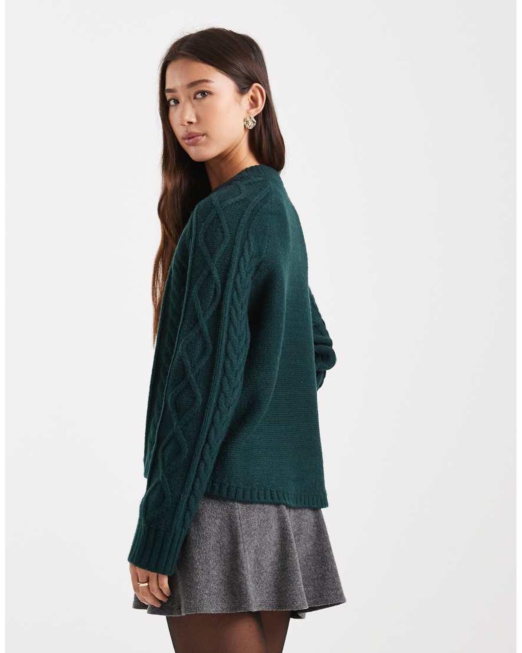 New Look Blue Raglan Cable Knit Jumper