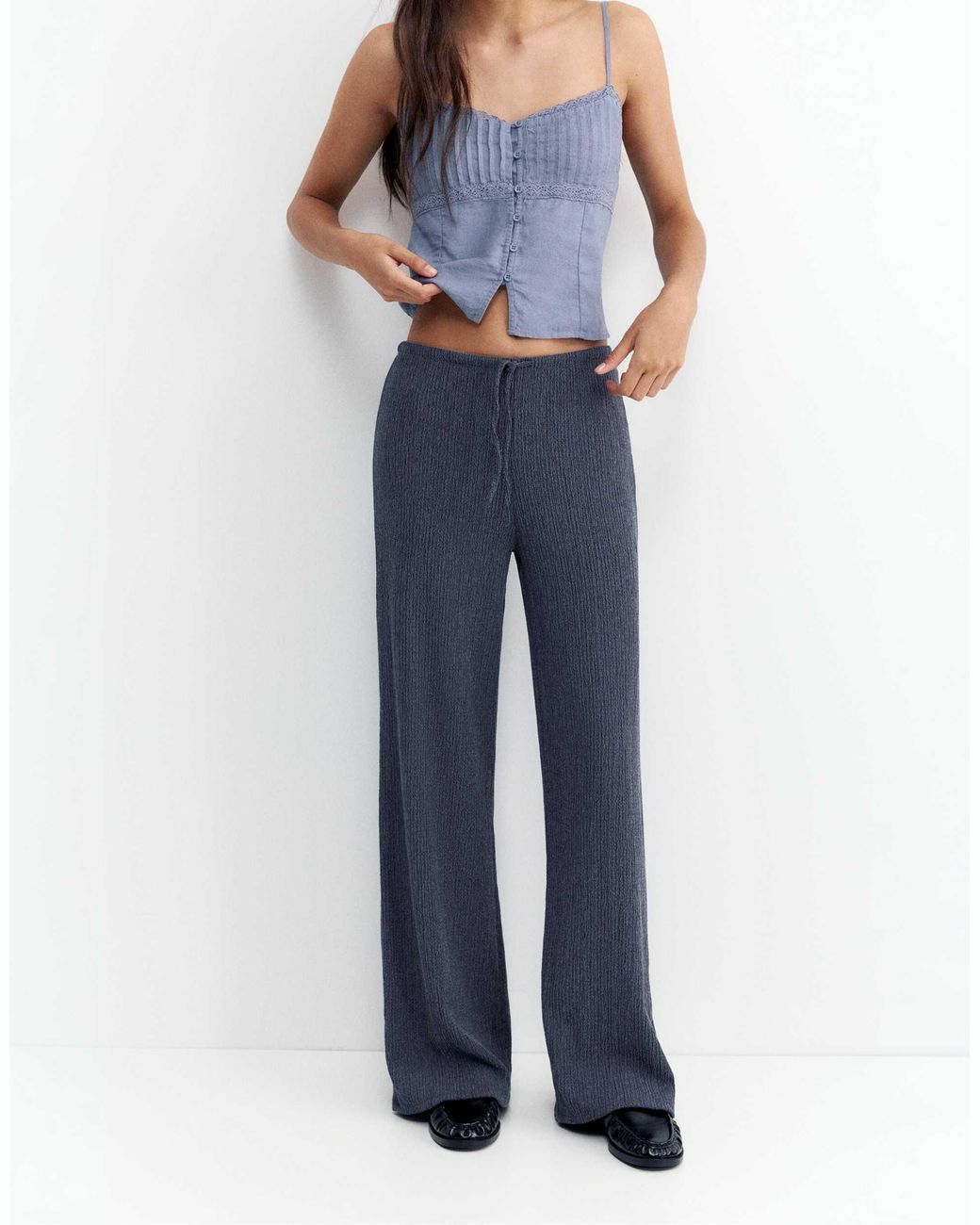 Pantalon ample en crêpe Pull&Bear en coloris Blue