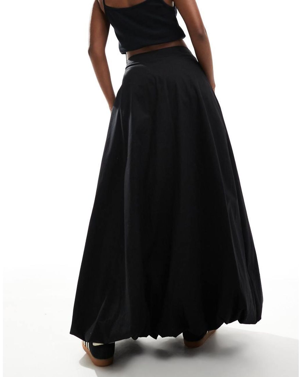ASOS Black Cotton Poplin Bubble Maxi Skirt