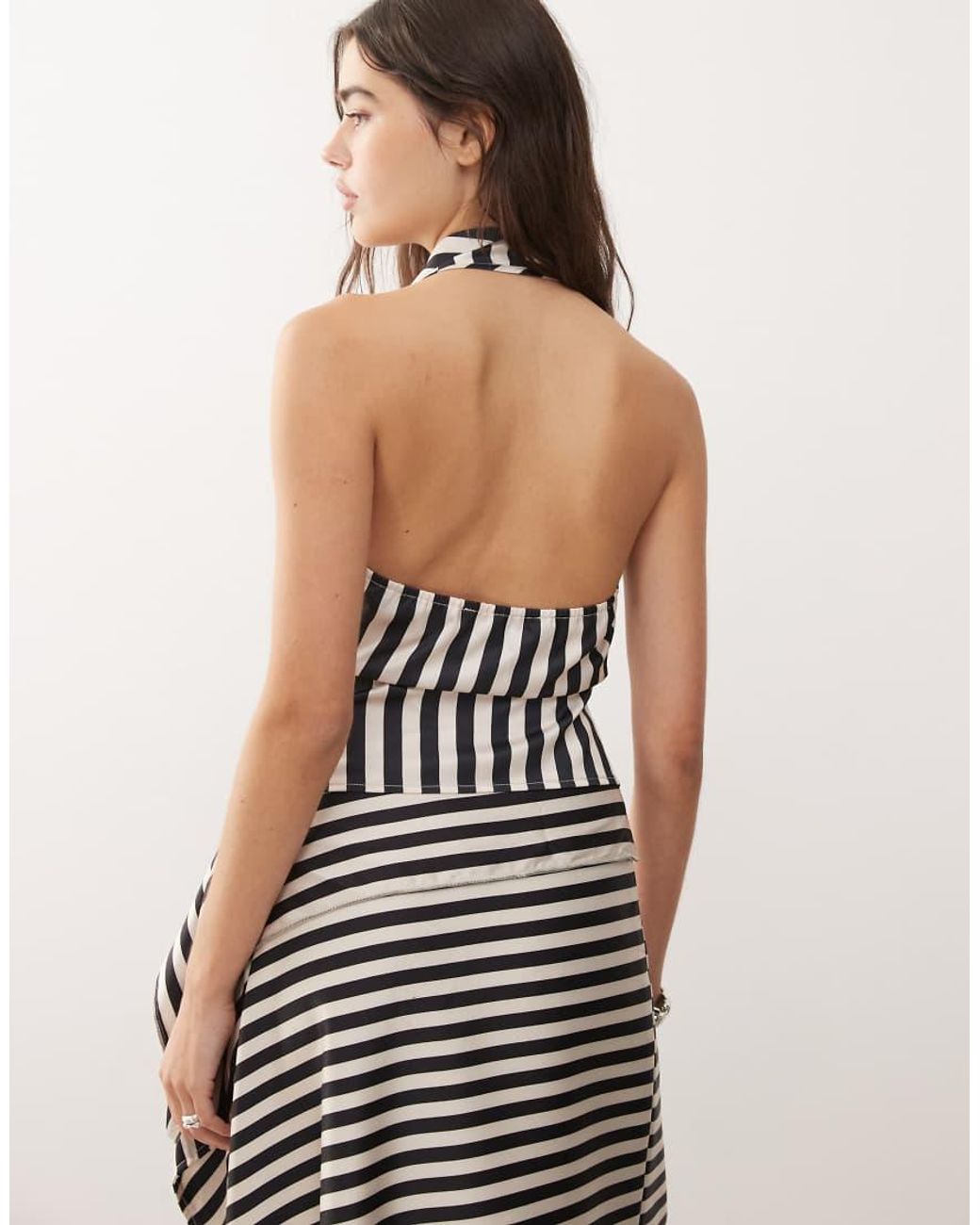 Lioness Multicolor Heritage Halter Cowl Neck Open Back Top