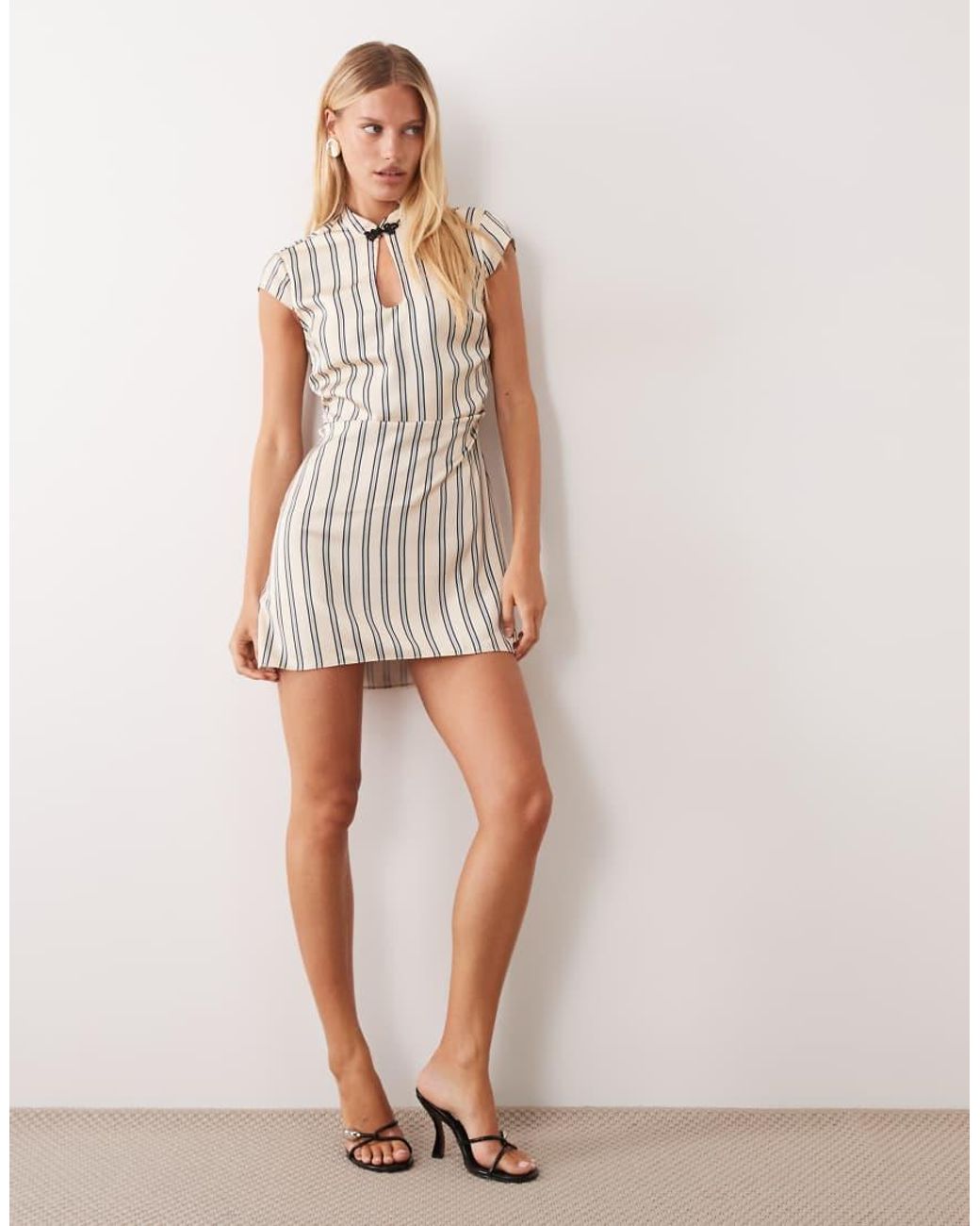 ASOS White Mandarin Collar Mini Dress