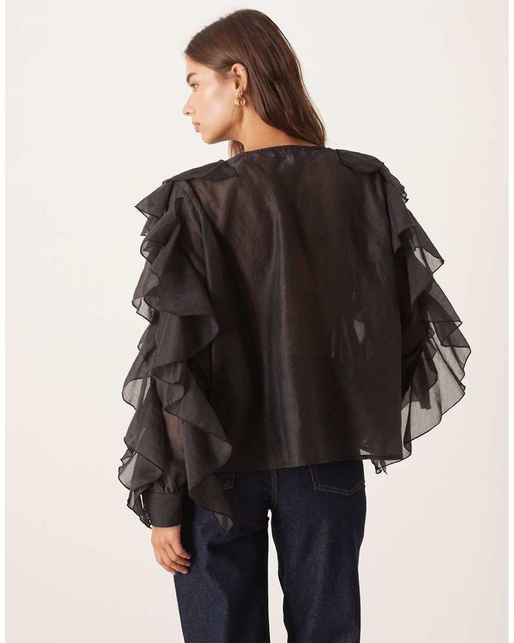 Sister Jane Black Dream Tie Front Ruffle Blouse