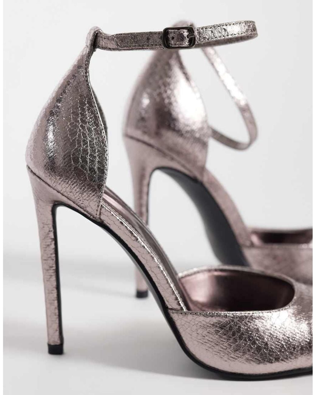 Public Desire White Gilded Tie Leg Heeled Sandals