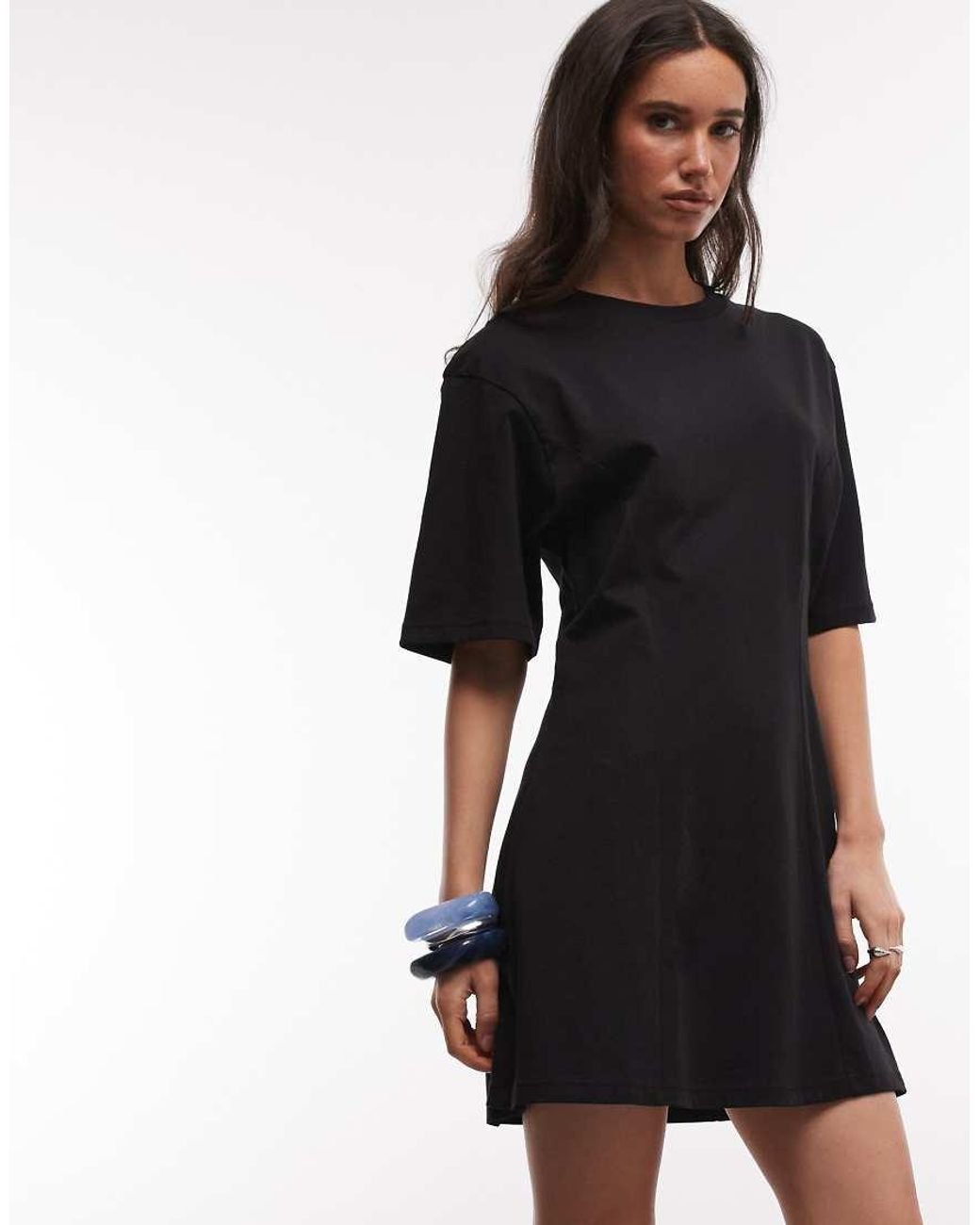 Monki Black Contoured T-shirt Mini Dress