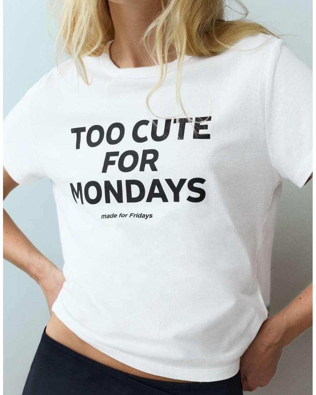 Pull&Bear Gray Text Graphic T-Shirt