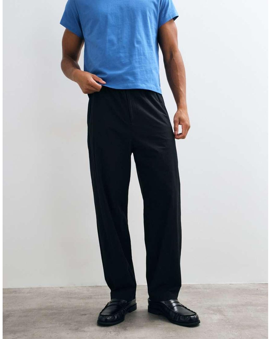ARKET Blue Casual Barrel Trousers for men