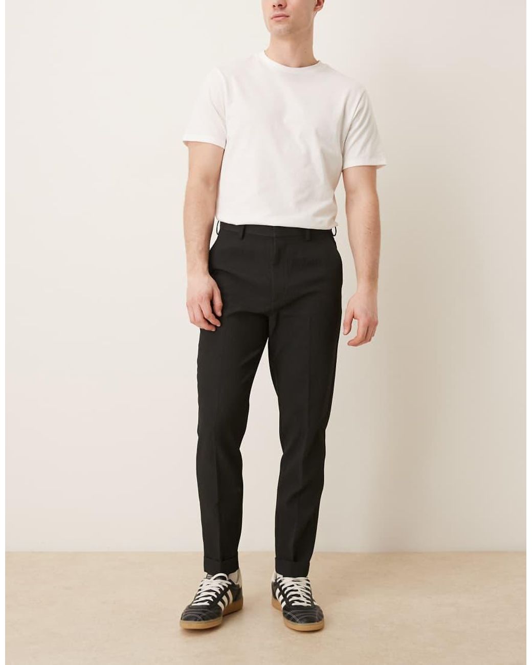 ASOS Black Smart Tapered Comfort Ribbed Pants for men