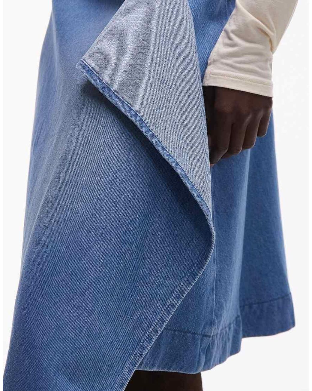 ASOS Blue Asymmetrical Hem Soft Denim Skirt