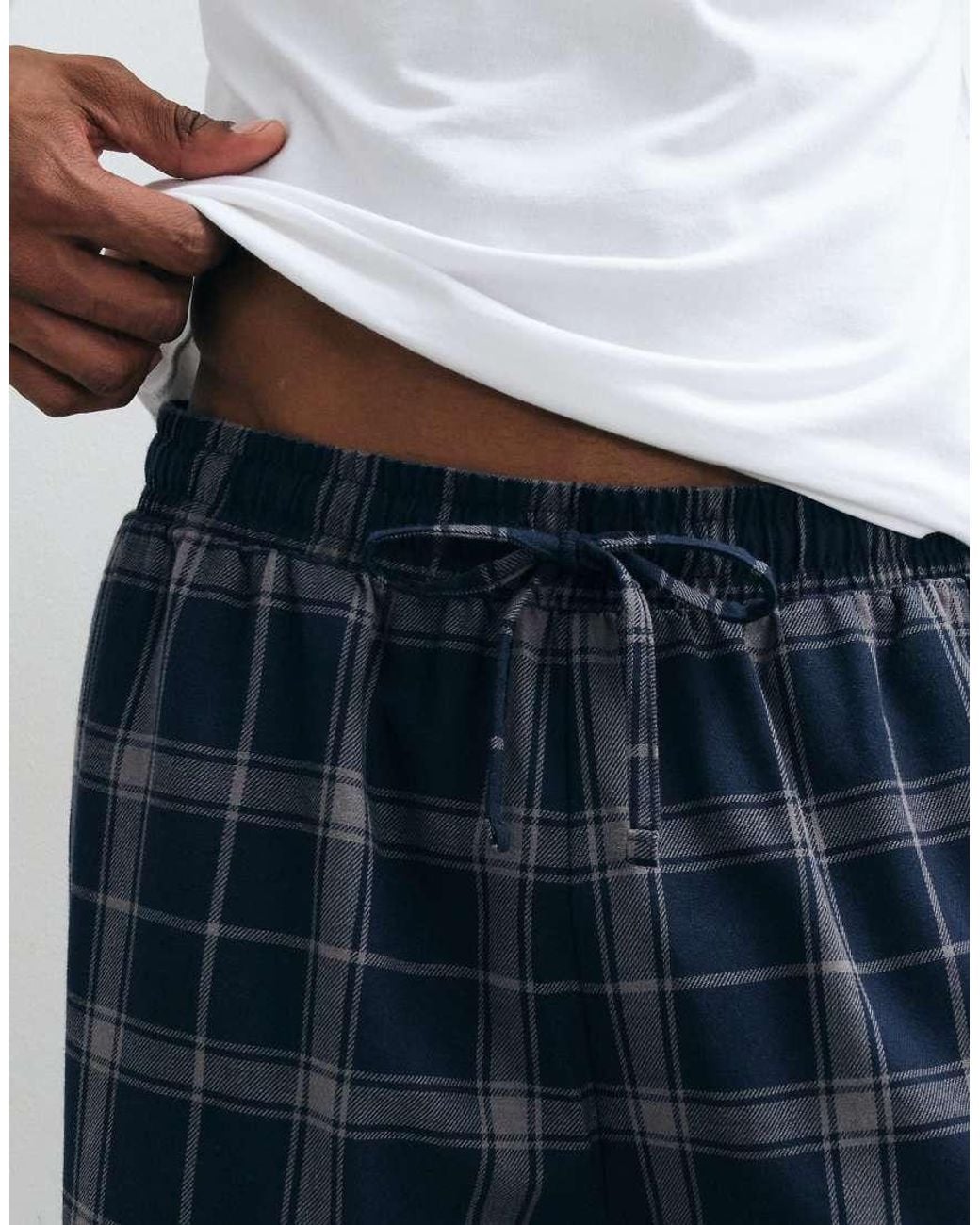 ASOS White Relaxed Lounge Bottoms With Plaid for men