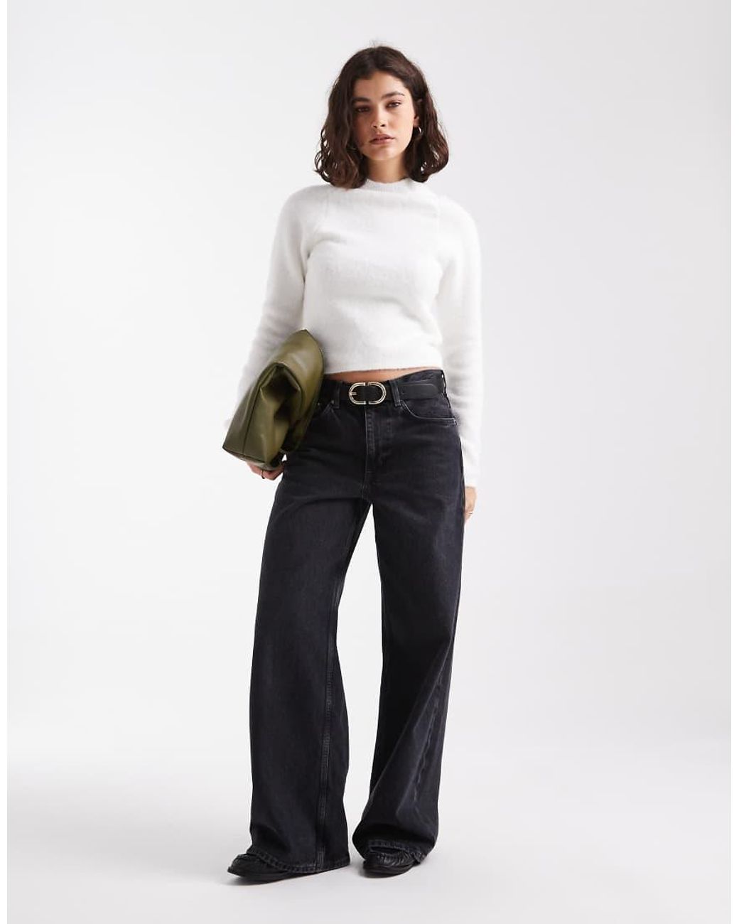 ASOS White Fluffy Neat Fit Raglan Jumper
