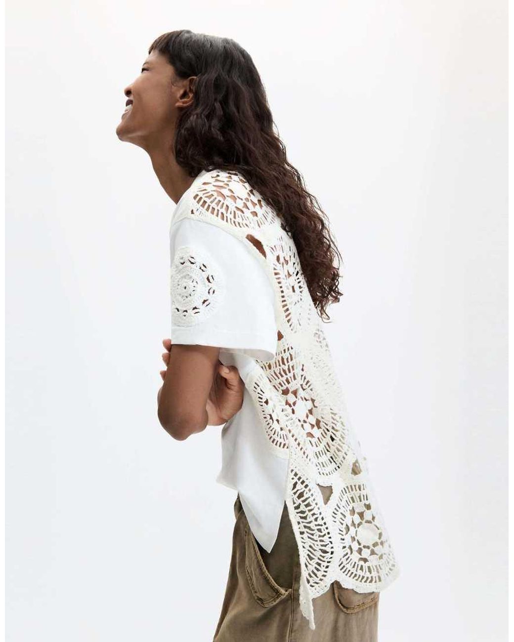 Desigual White Embroidered T-Shirt