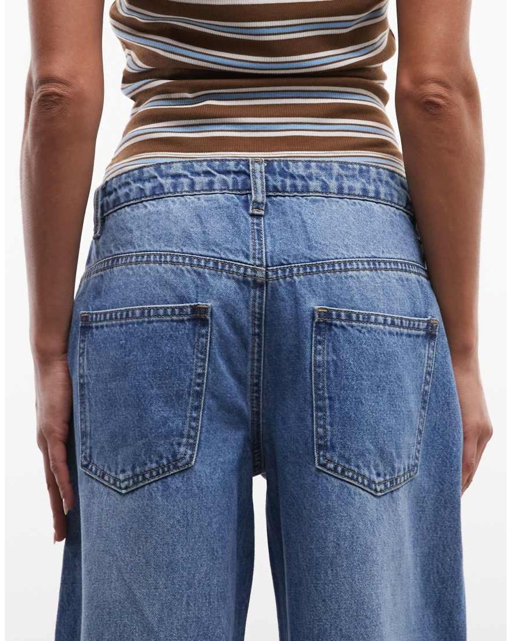 Daisy Street Blue Low Rise Sloughy Wide Leg Jeans