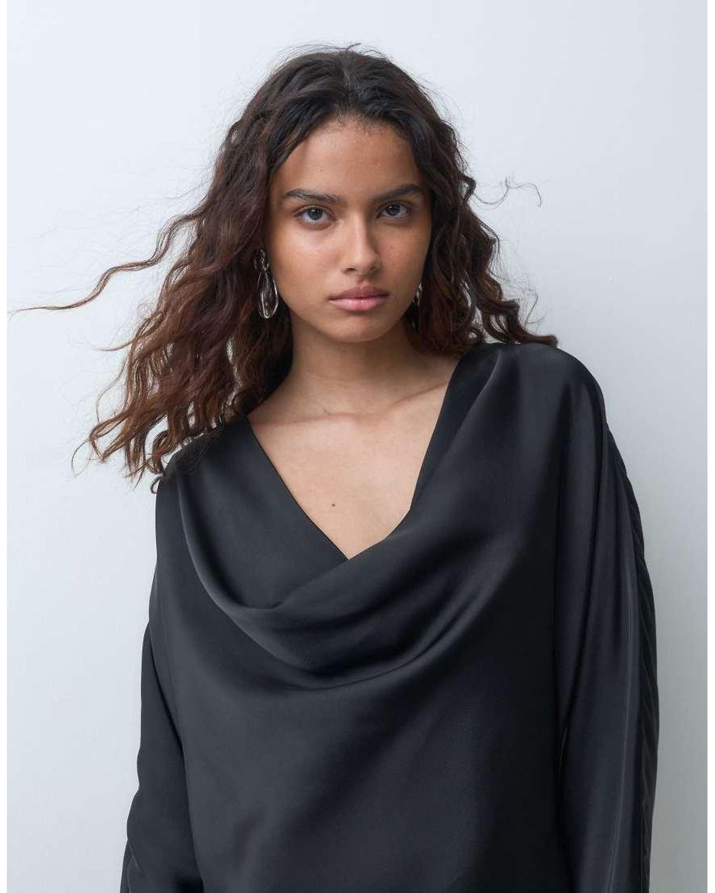 ONLY Black Cowl Neck Long Sleeve Mini Dress