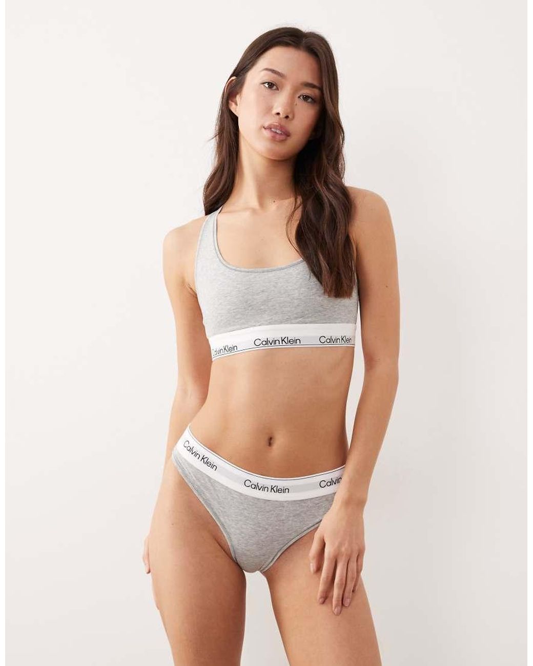 Icon Bralette A Scollo Rotondo di Calvin Klein in Natural