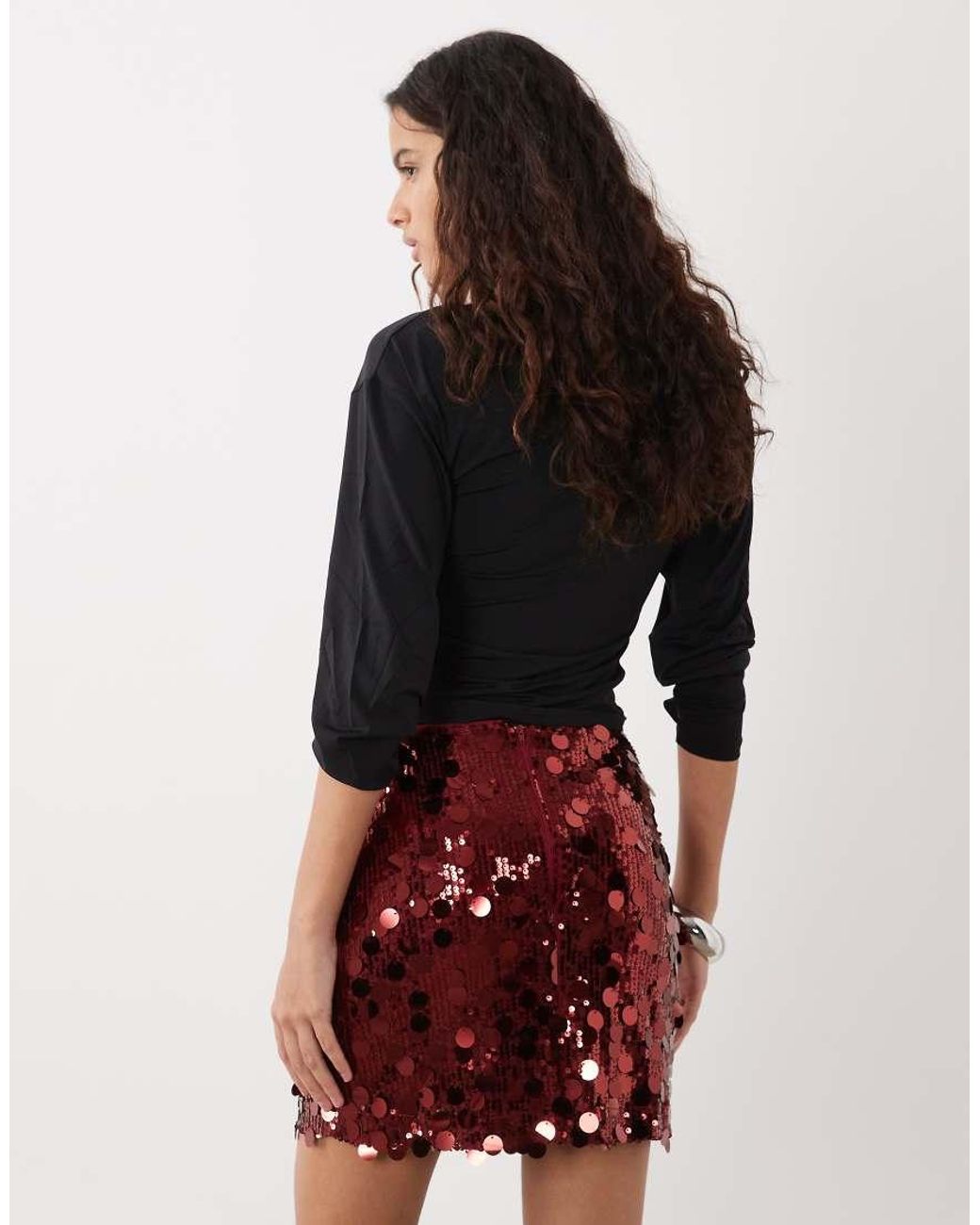 ASOS Red Mixed Sequin Mini Skirt