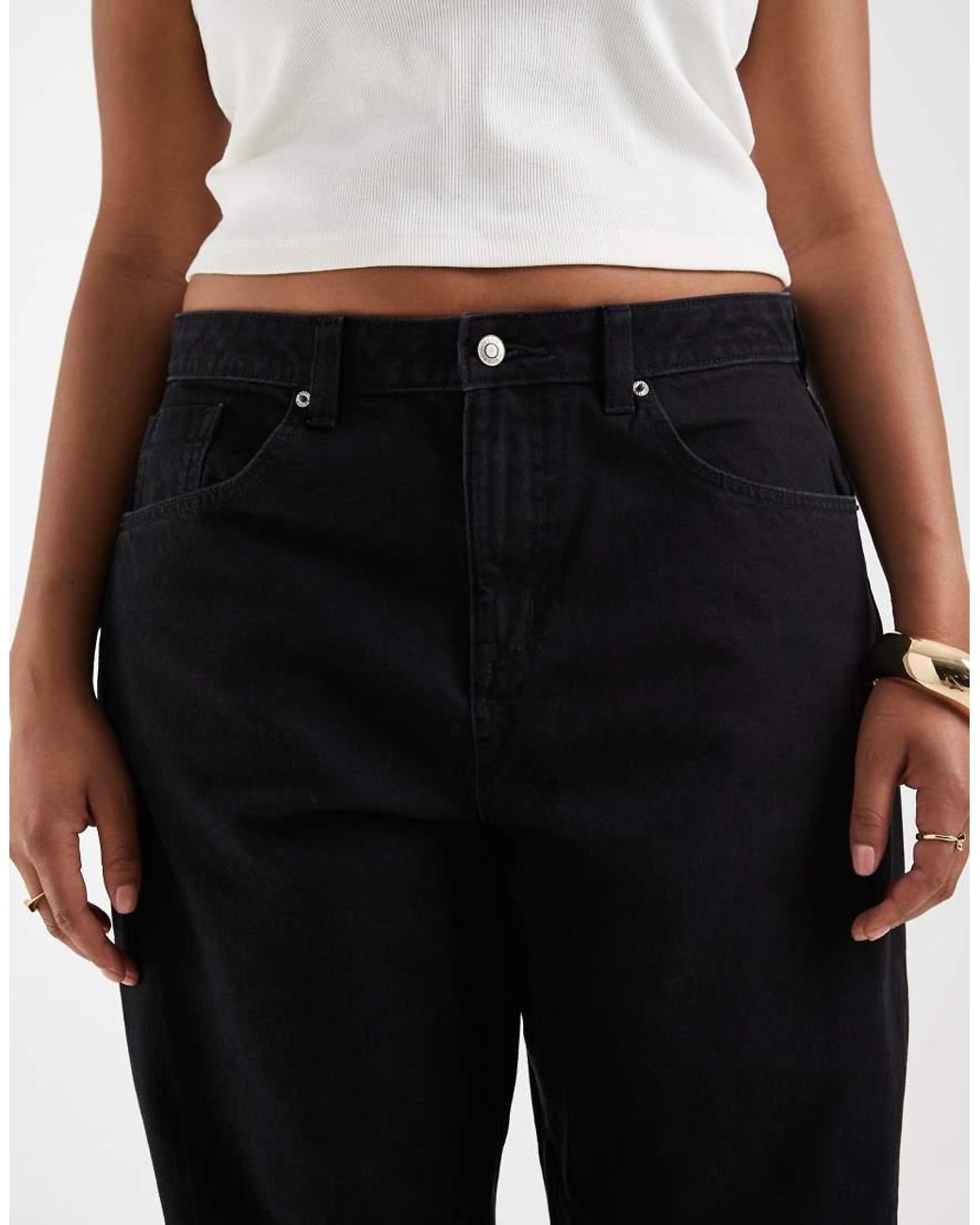 ASOS Black Asos Design Curve Slim Barrel Jean