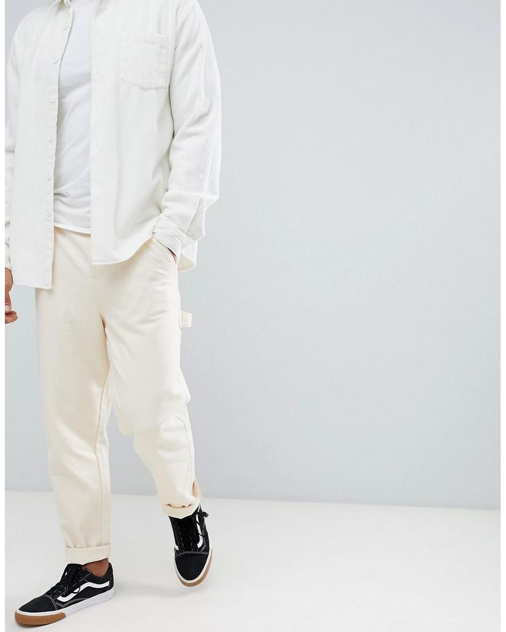 ASOS Carpenter Pants In Heavyweight Cream Canvas White for Men | Lyst
