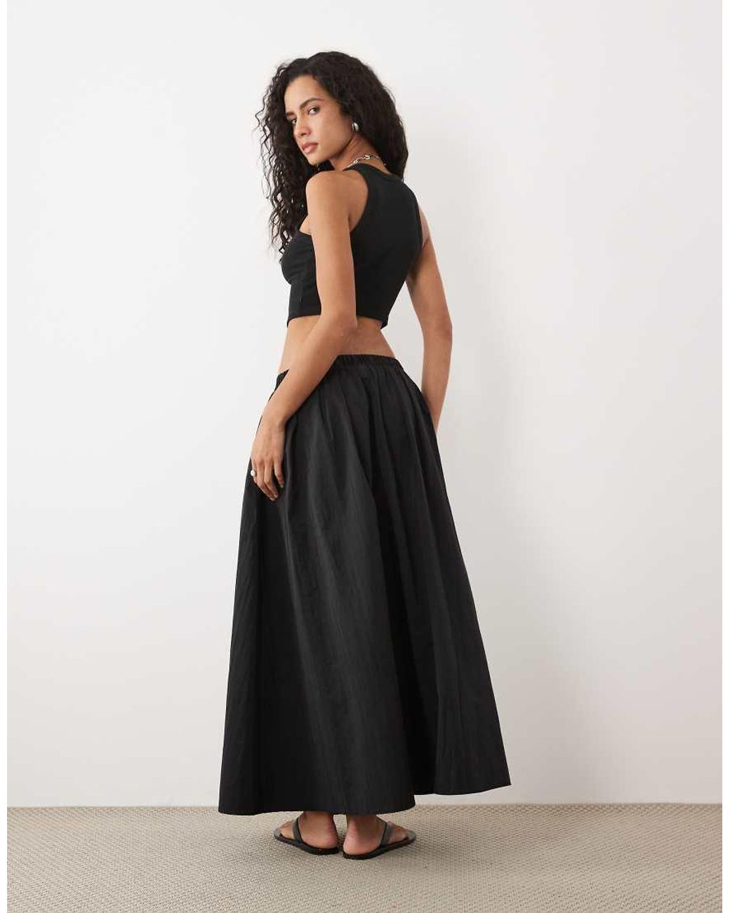 ASOS Black Volume Midi Skirt