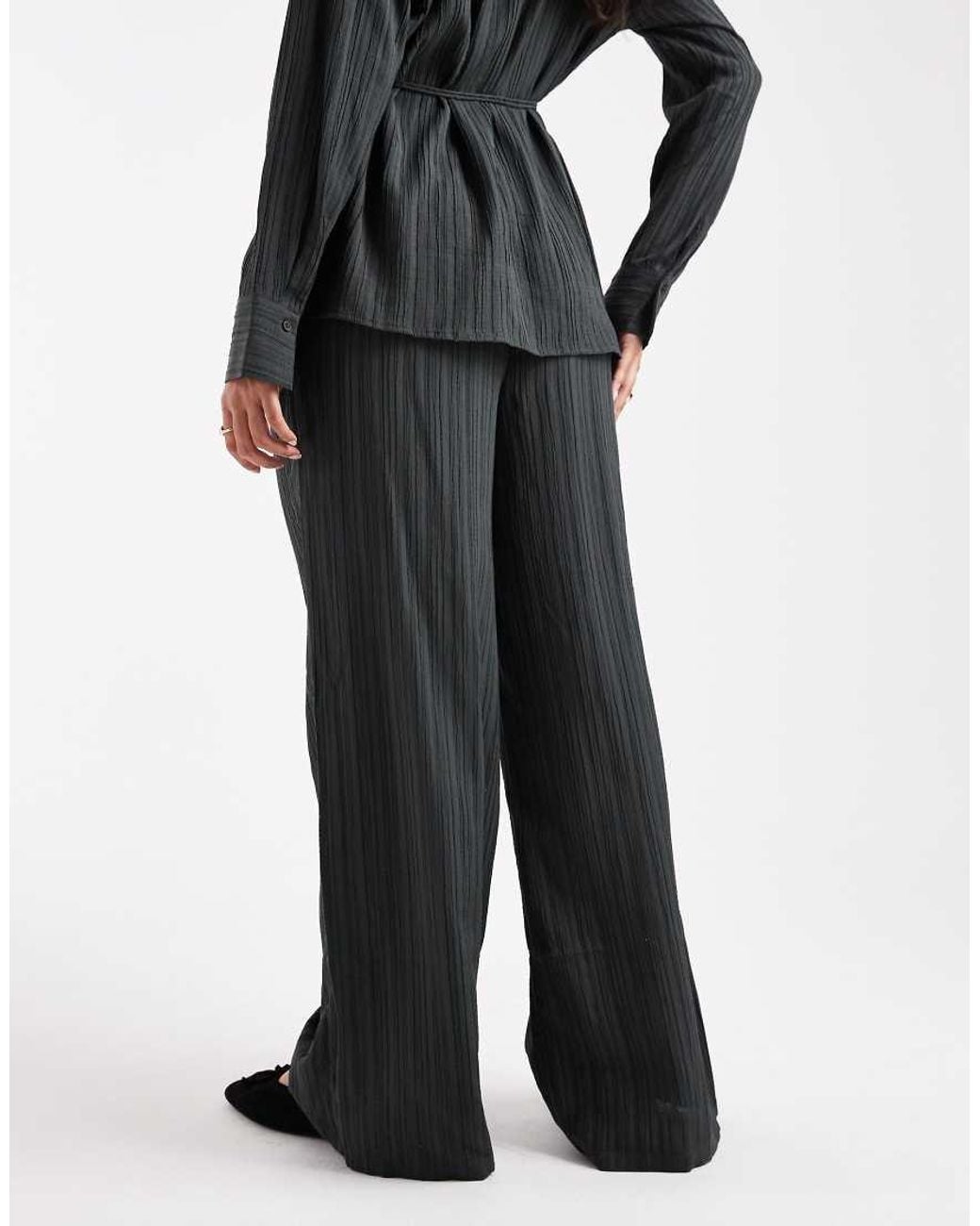 Vero Moda Black Wide Leg Plisse Trouser Co-Ord