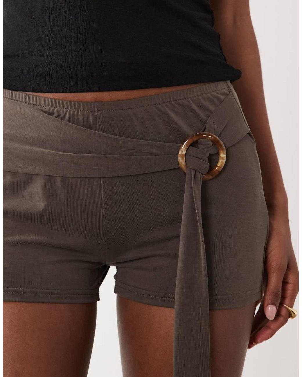 Motel Brown Nivaya Belted Micro Short