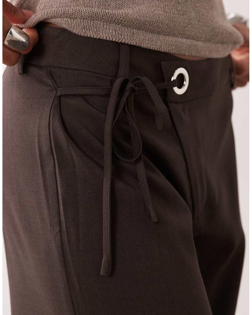 The Frolic Black Exclusive Eyelet Tie Waist Detail Trouser