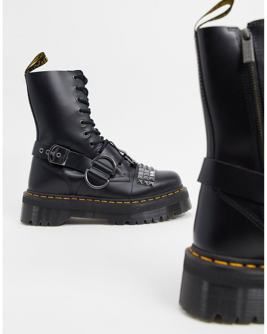 Dr. Martens Leather Jadon Hi Stud 10 Eye Boots in Black for Men | Lyst