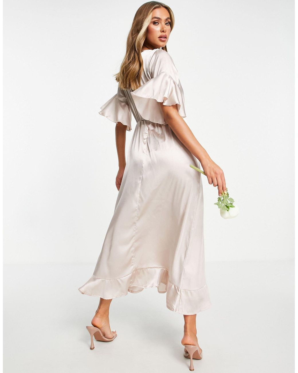 gold satin wrap dress