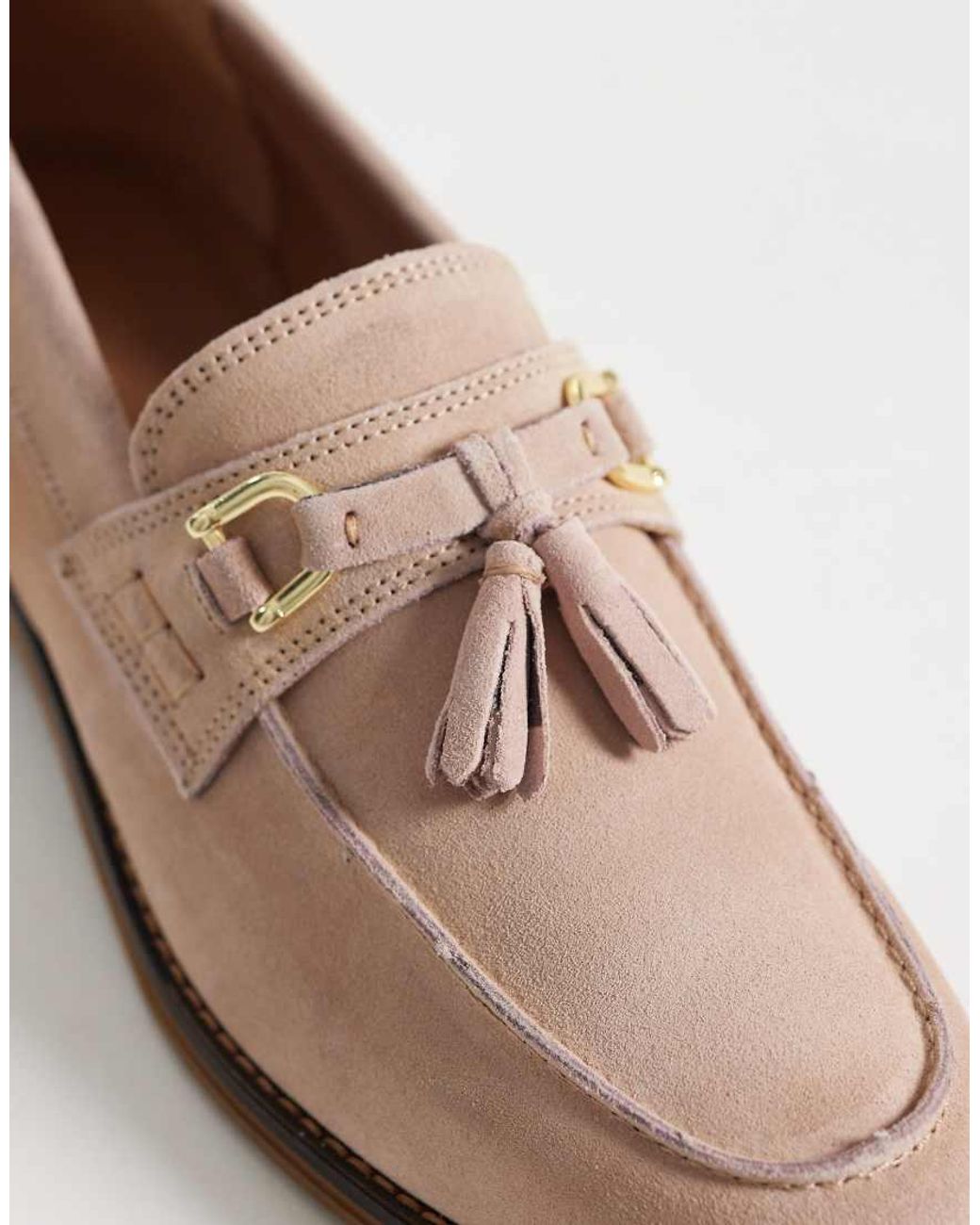 ASOS White Light Suede Loafers With Tassel for men