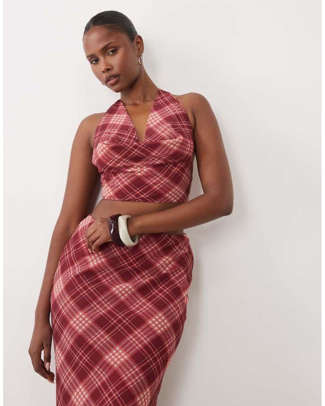 The Frolic Red Exclusive Cowl Neck Top Co-Ord