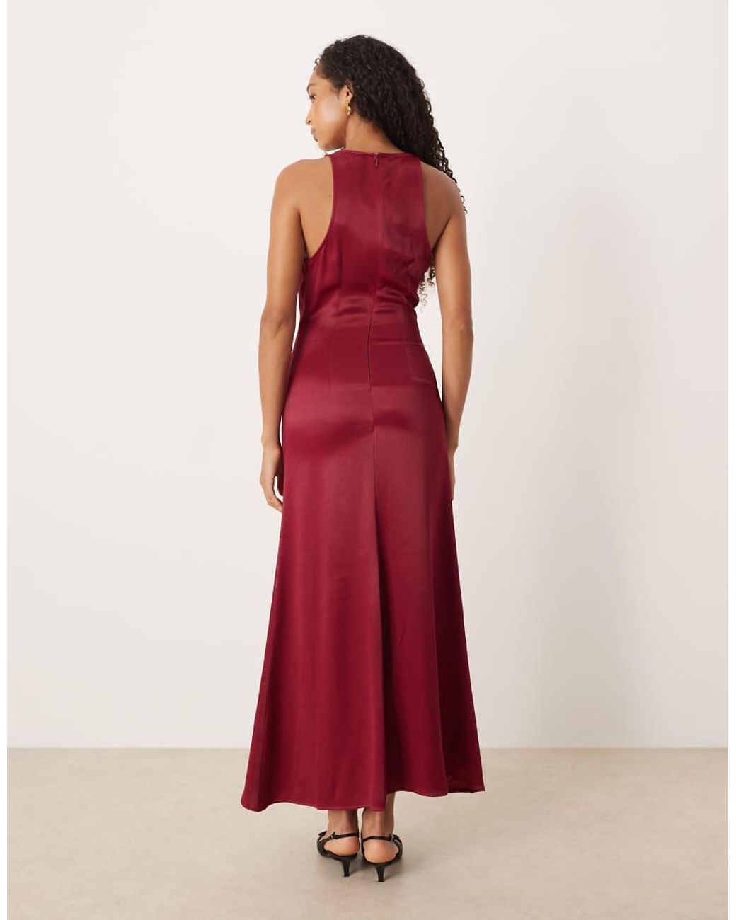 ASOS Red Racer Satin Maxi Dress